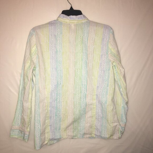 Sigrid Olsen L Button Down Shirt in Watercolors with Roses - Picture 8 of 13